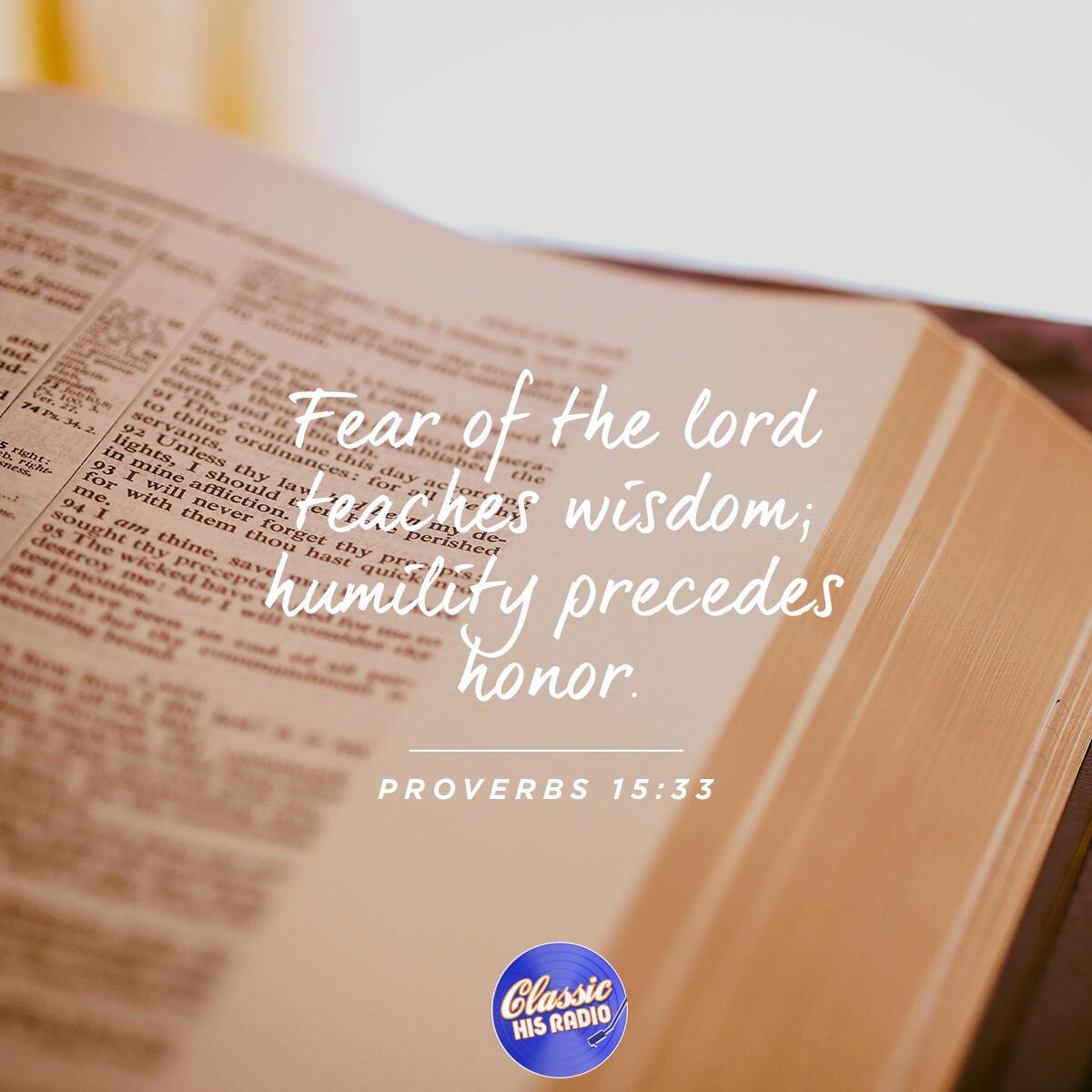Proverbs 15: 33 - Verse of the Day