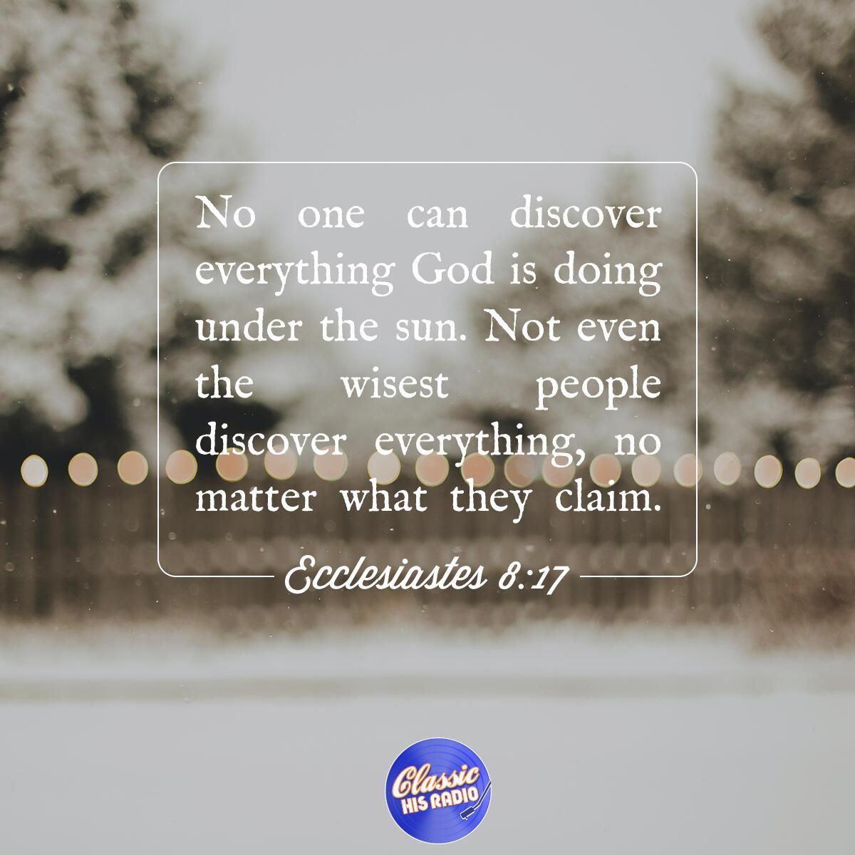 Ecclesiastes 8:17 - Verse of the Day
