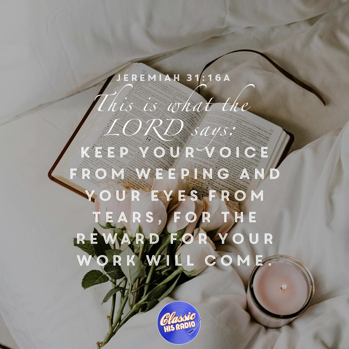 Jeremiah 31:16a - Verse of the Day